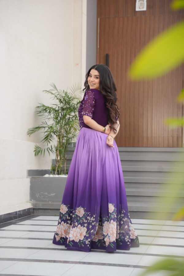 Women's Cotton Floral Printed Anarkali Gown Dress with Embellished Bodice – Party Wear - Image 27